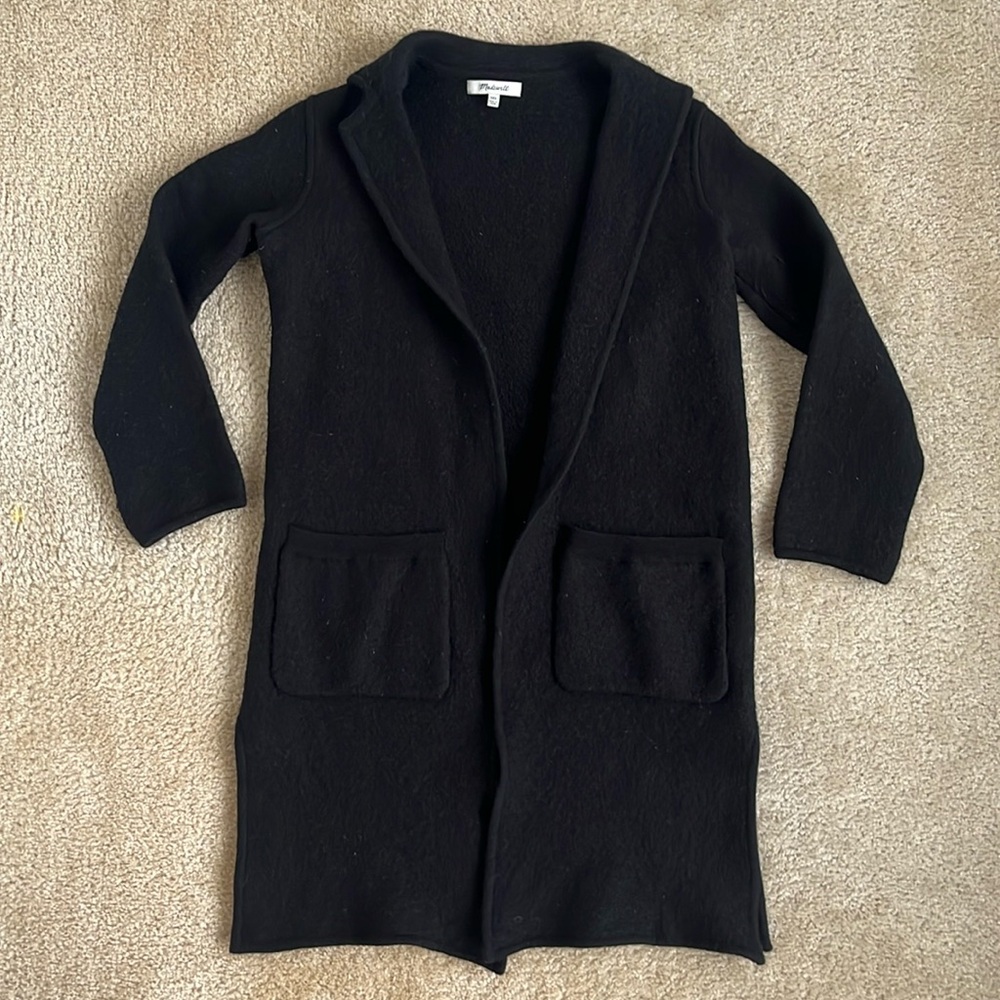 Madewell Long 100% Wool Cardigan in Black Size XXS